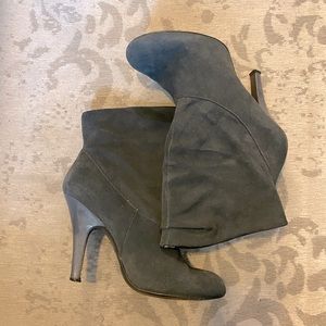 Gray suede slouch booties